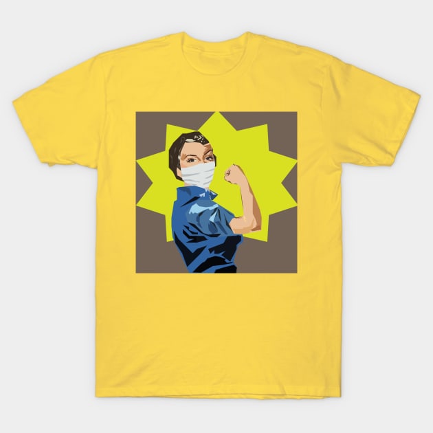 Vintage Rosie the Riveter in FaceMask T-Shirt by MichelleBoardman